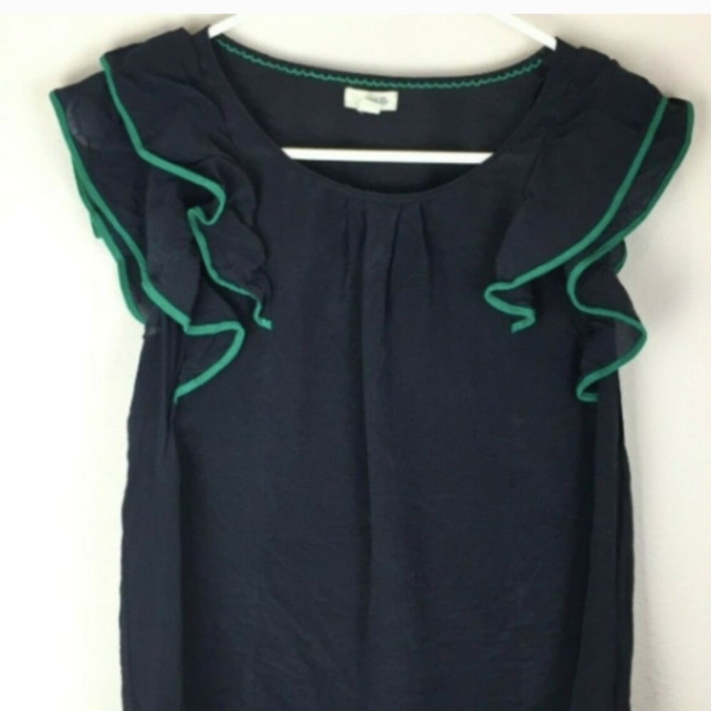Anthropologie Odille Top Size 6 100% Silk Navy PRE